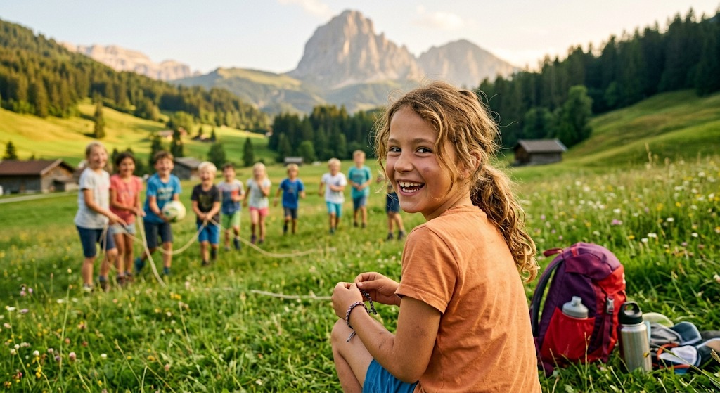 Kinder im Feriencamp in den Bergen